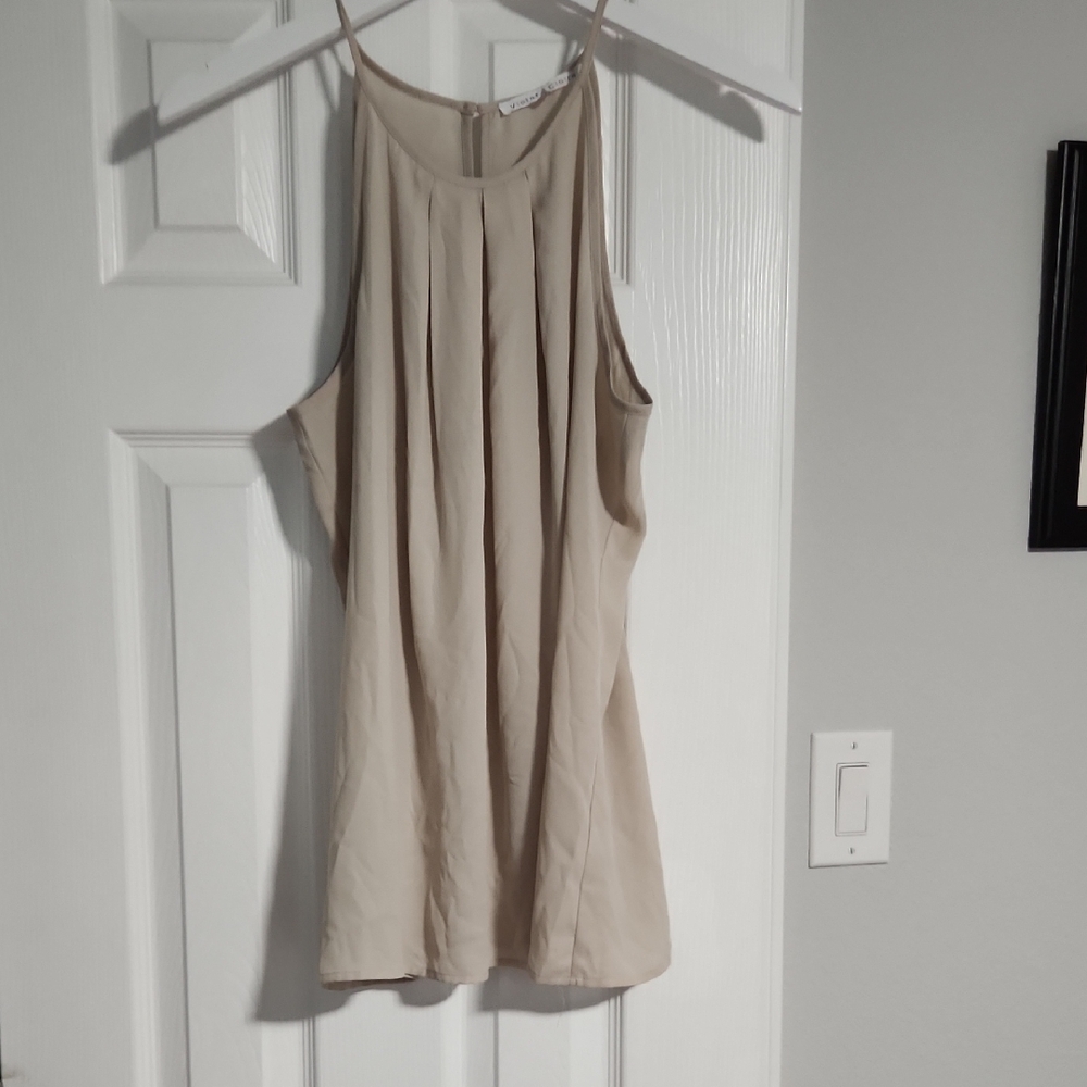 Violet & Claire Beige Pleated Camisole